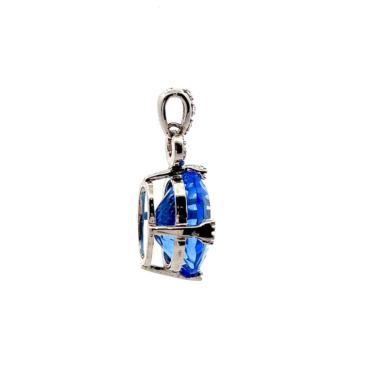 Sterling Silver Blue Glass Pendant