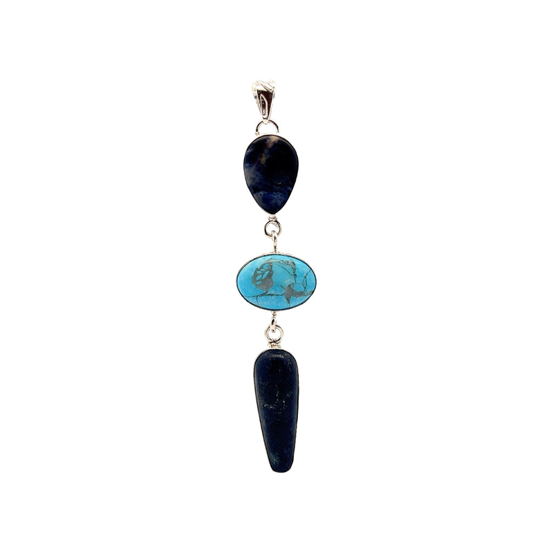 Sterling Silver Turquoise & Lapis Lazuli Pendant