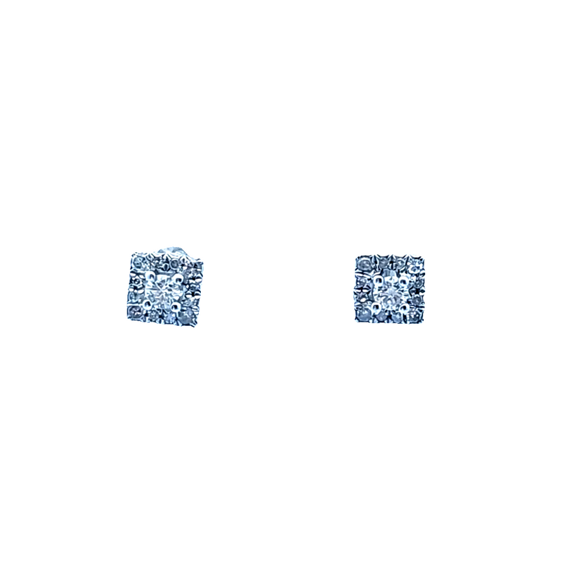 14K WG Cluster Diamond Stud Earrings