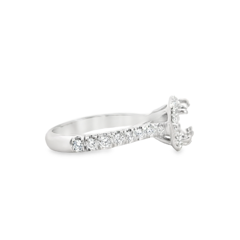 14K WG Halo Diamond Semi Mount