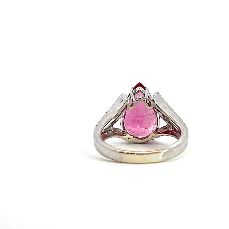 18K WG Pink Tourmaline & Diamond Ring