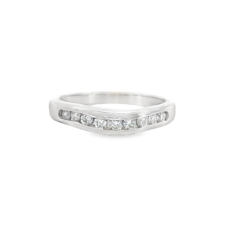 14K WG Curved Channel Set Diamond Band
