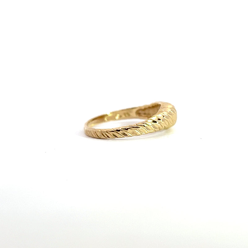 14K YG Diamond Cut Domed Band