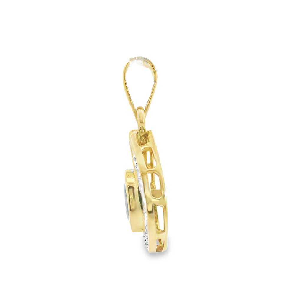 14K YG Sapphire & Diamond Pendant