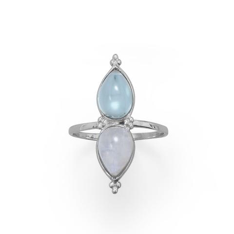 SS TOPAZ/MOONSTONE RING