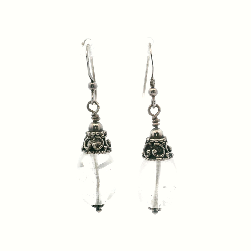 Sterling Silver Dangle Earrings with Clear Stones