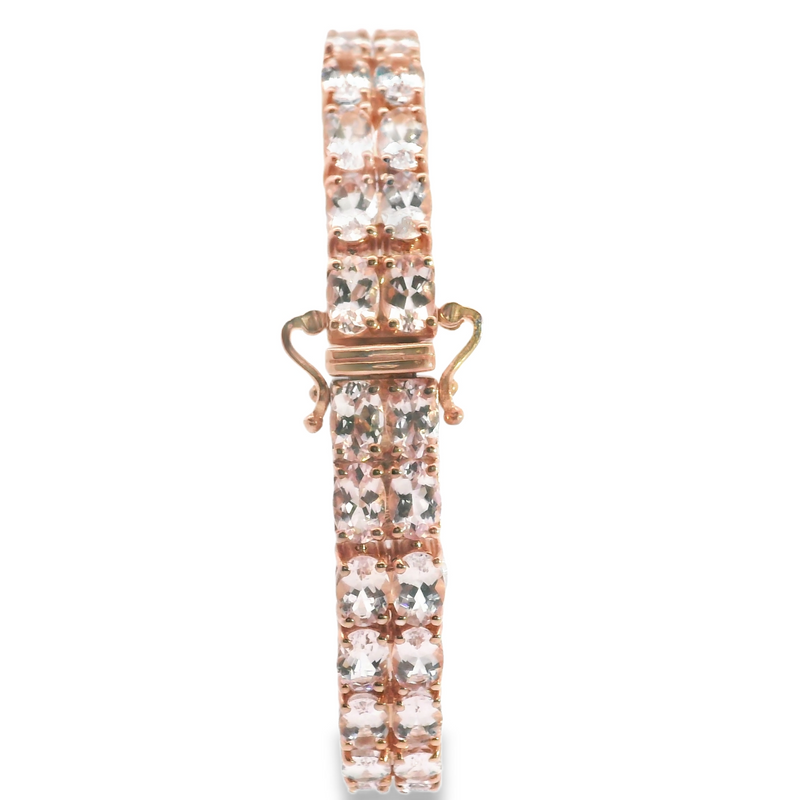 Rose Gold Plated Sterling Silver Morganite Bracelet 6.5"