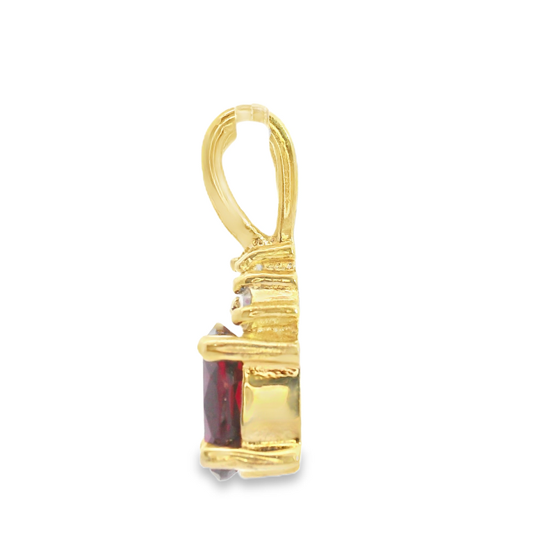 Yellow Gold Plated Lab Grown Ruby Pendant