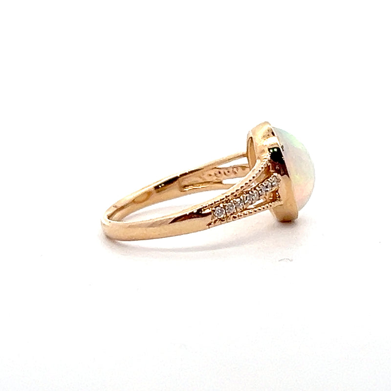 14K YG Opal & Diamond Ring