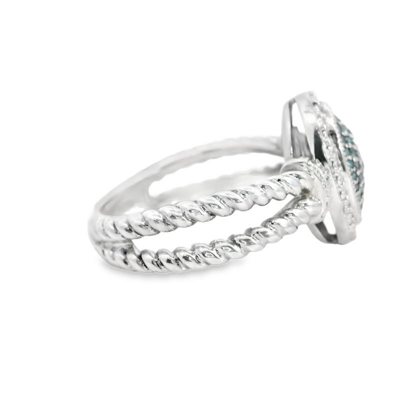 Sterling Silver Blue Diamond Ring