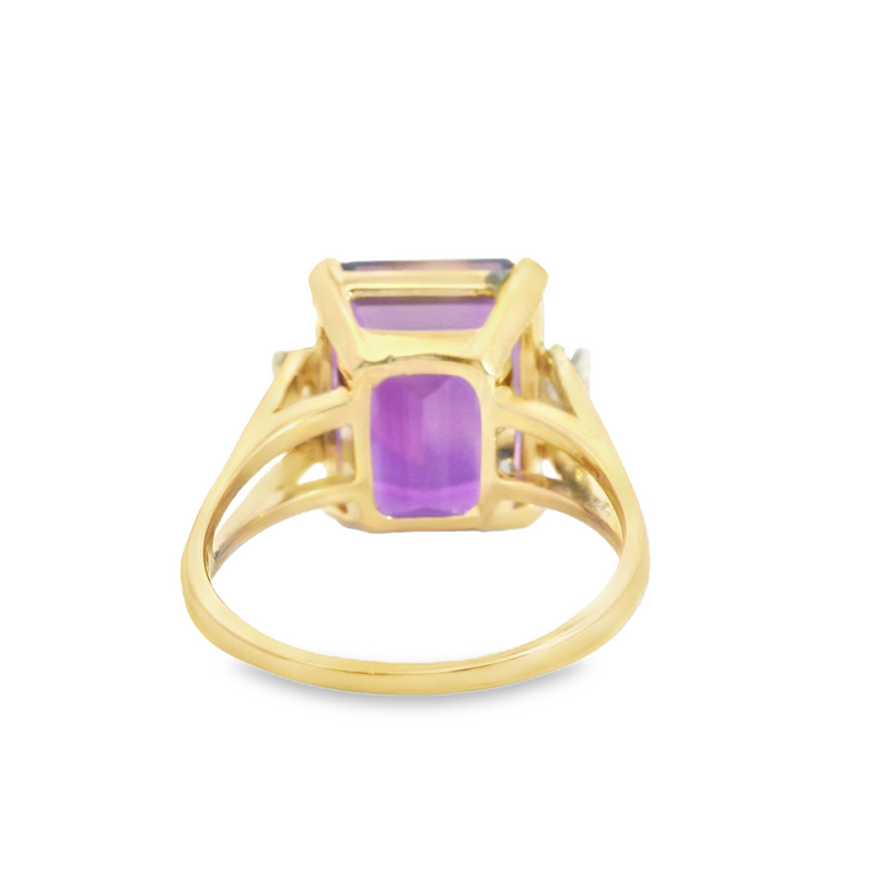 14K YG Amethyst & Diamond Ring