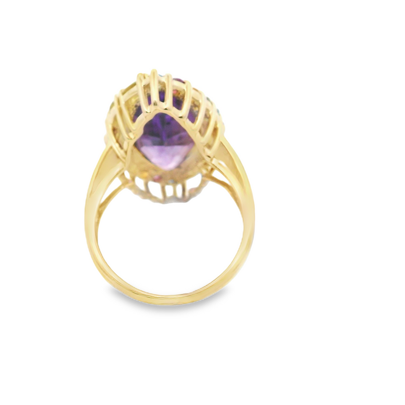 10K YG Amethyst & Multi Gemstone Ring