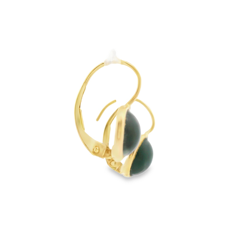 14K YG Onyx Leverback Earrings