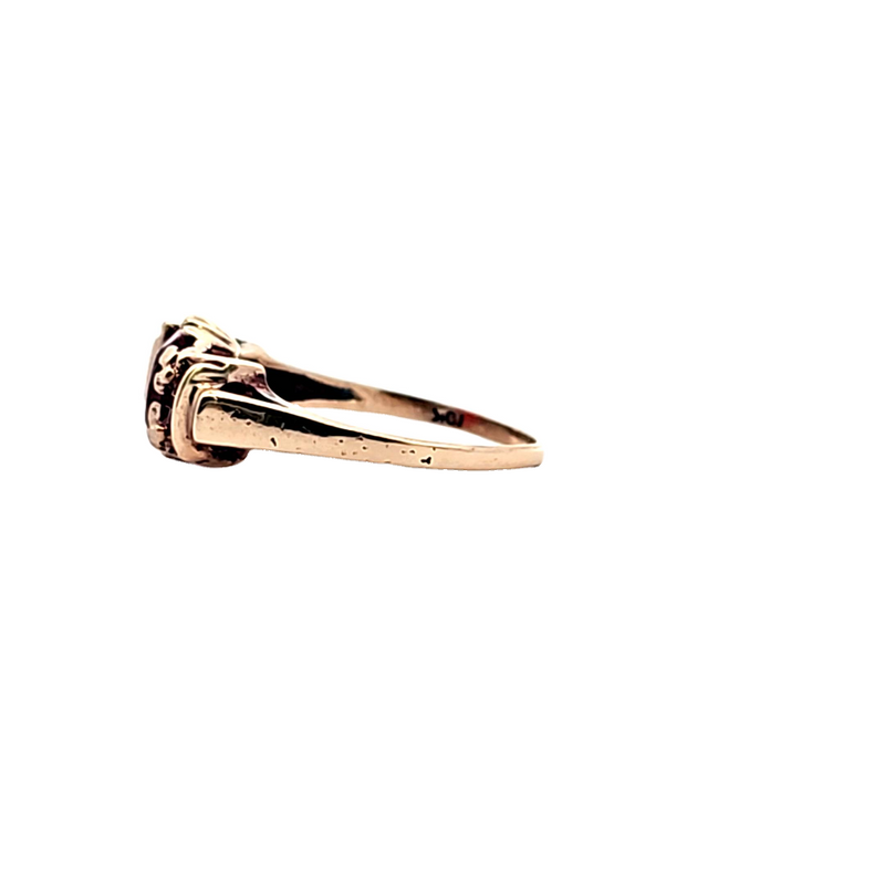 10K YG Vintage Red Glass Ring