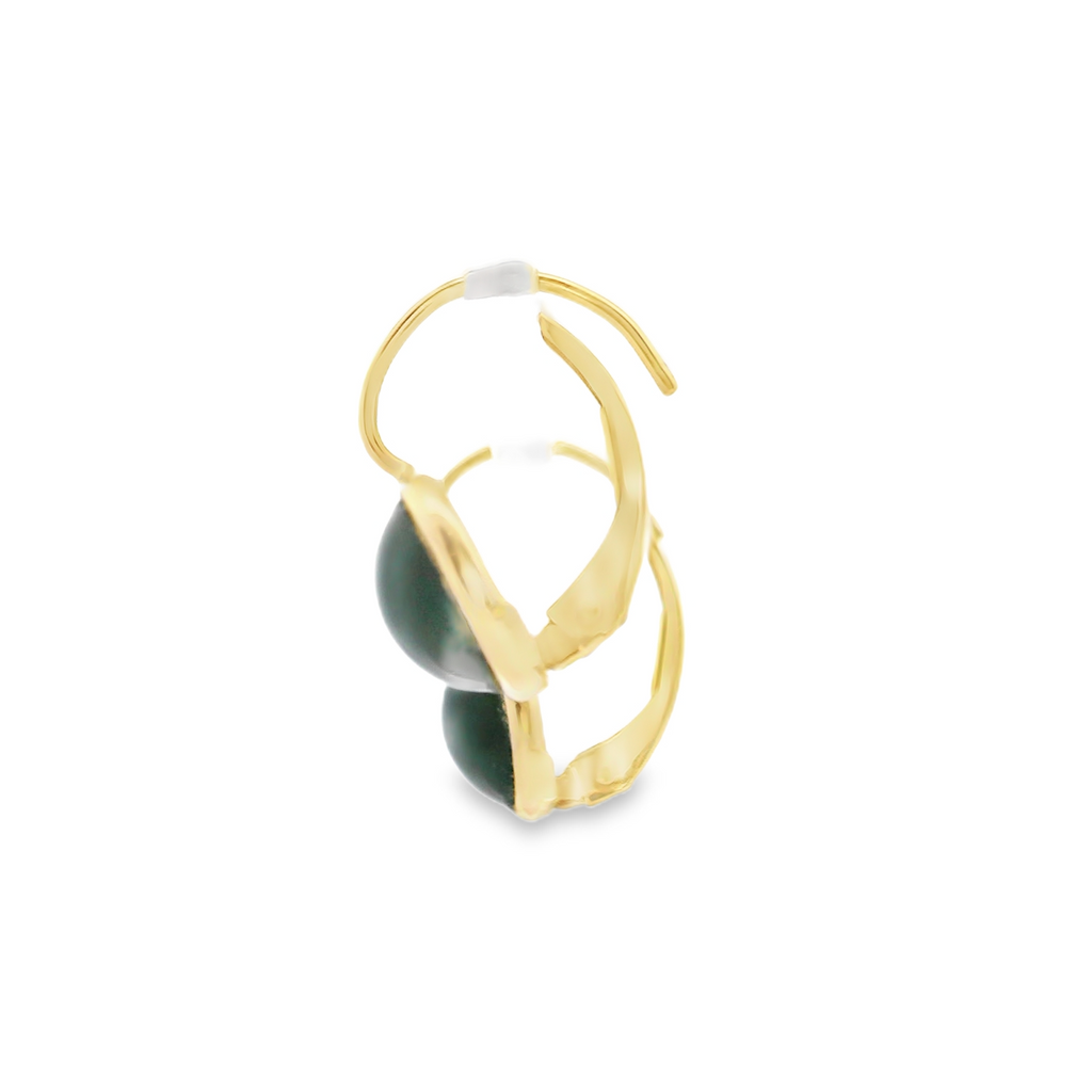 14K YG Onyx Leverback Earrings