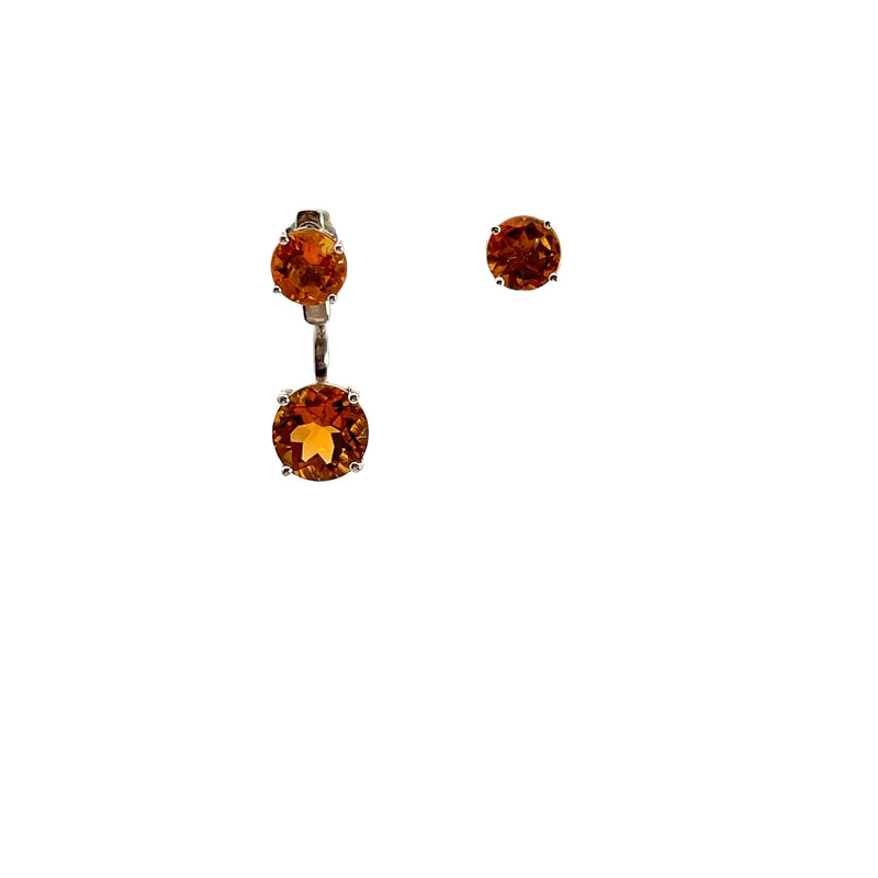 Sterling Silver Citrine Earrings with Removable Jacket