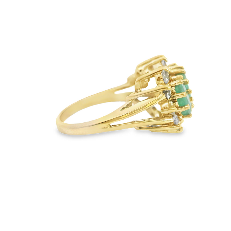 10K YG Emerald & White Sapphire Ring