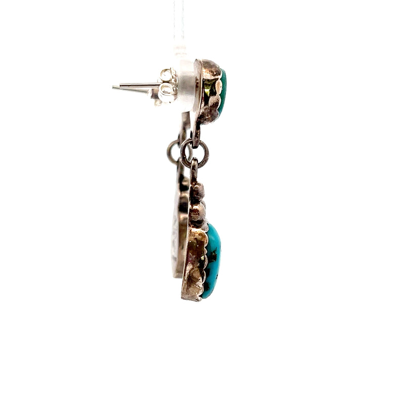 Les Baker Turquoise Sterling Silver Dangle Earrings