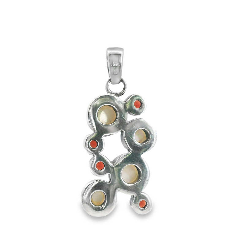 Sterling Silver Mother of Pearl & Garnet Pendant