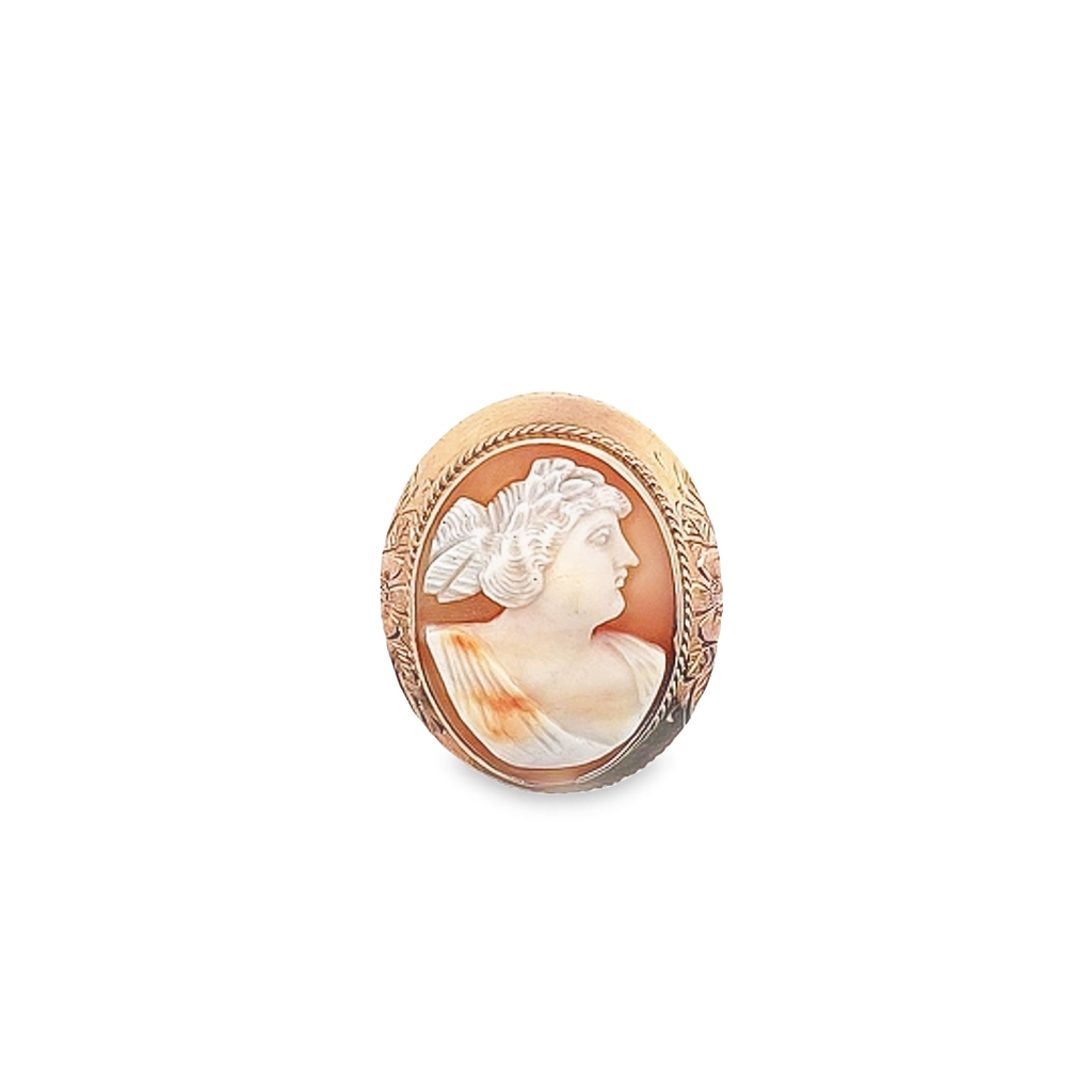14K YG Cameo Shell Pin