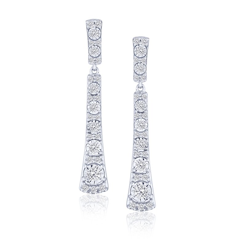 10K WG Diamond Dangle Earrings