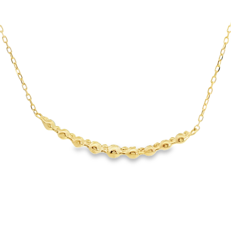 18K YG Curved Diamond Bar Necklace