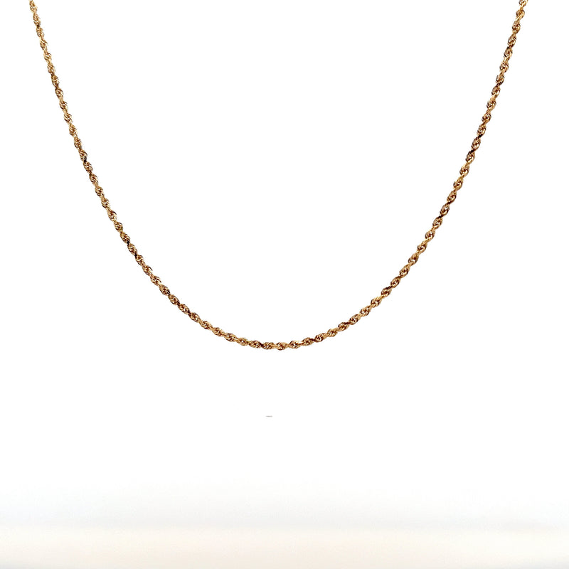 14K YG Diamond Cut Rope Chain 18" 2.0mm