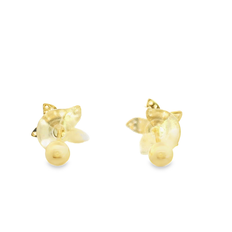 Gold Plated Sterling Silver Pearl & CZ Stud Earrings