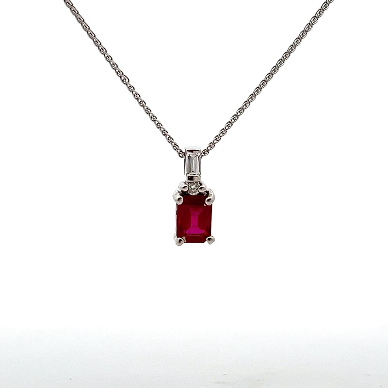 14K WG Ruby & Diamond Pendant