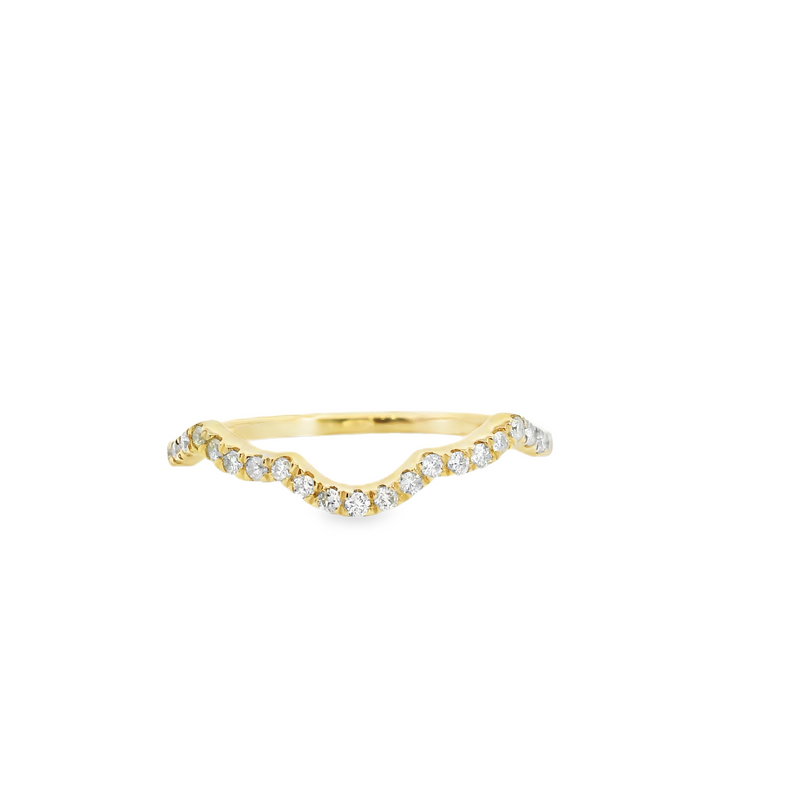 14K YG Curved Diamond Band