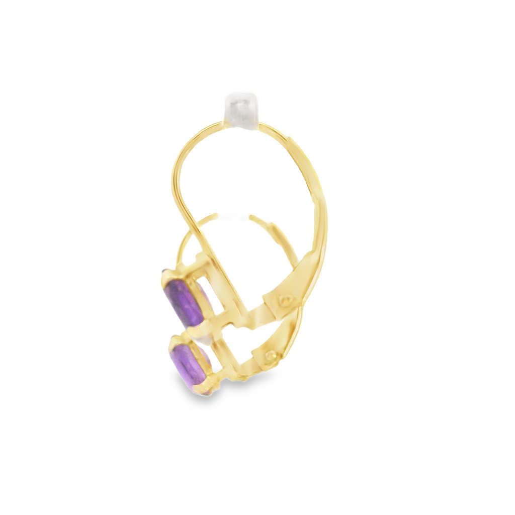 14K YG Amethyst Leverback Earrings