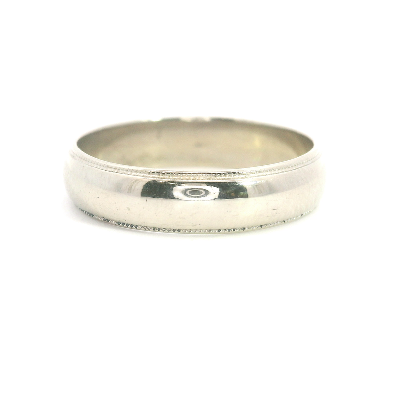 14K WG Milgrain Wedding Band