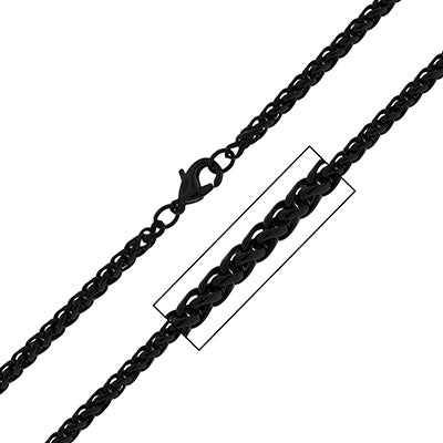 3.4mm Super Black Round Wheat Chain