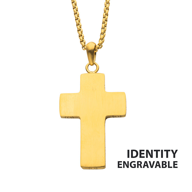 18Kt Gold IP Engravable Cross