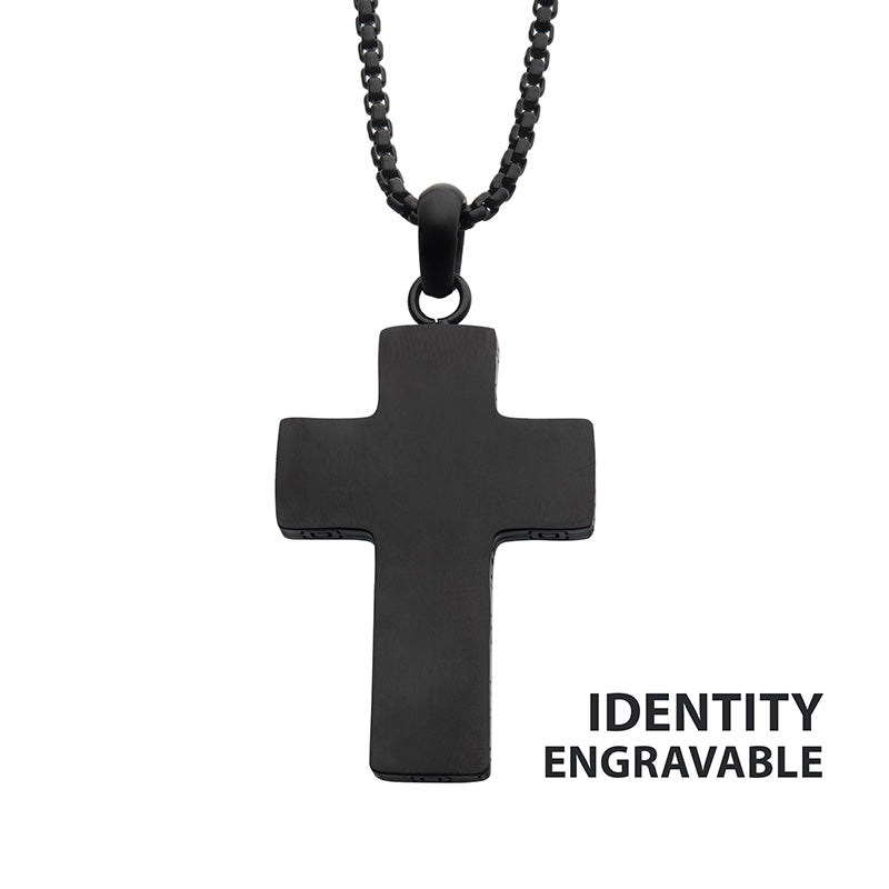 Black IP Engravable Cross Pend