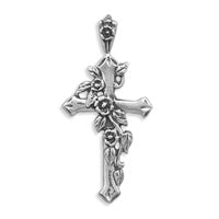 STERLING SILVER FLORAL CROSS