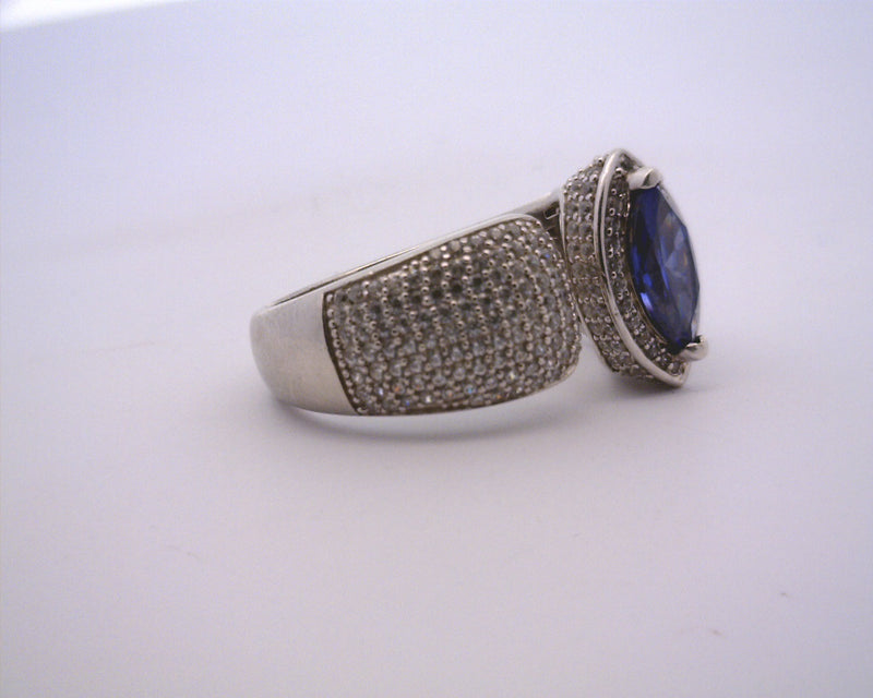 Sterling Silver White & Blue CZ Ring
