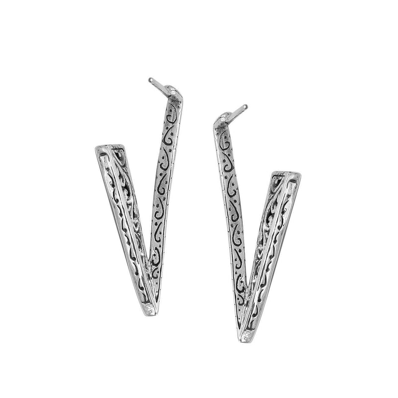 Sterling Silver Geometric V-Shaped Earrings