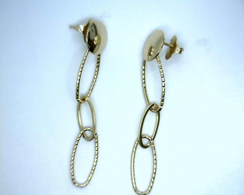 18K YGP Dangle Paperclip Earrings