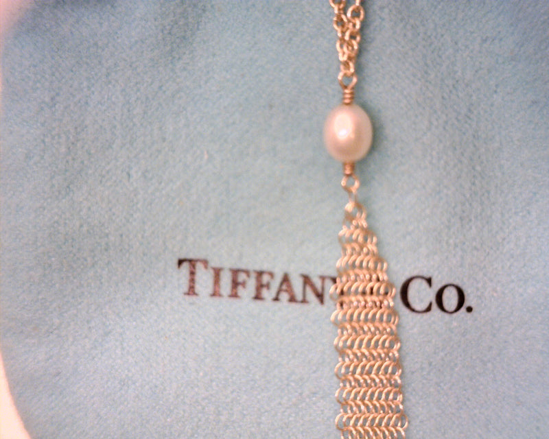 Tiffany & Co Elsa Peretti Pearl & Mesh Necklace 18"