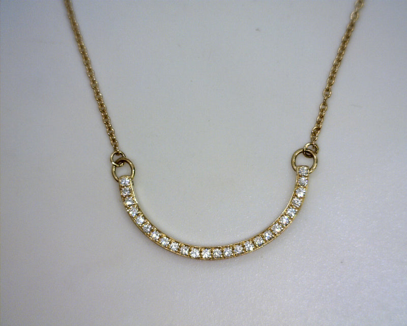 14K YG Curved bar Diamond Necklace
