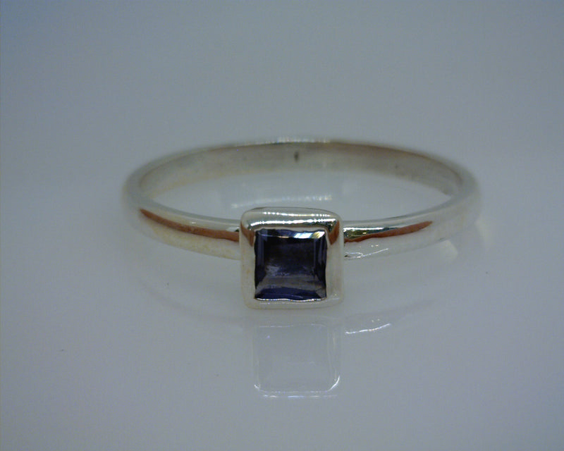 Sterling Silver Iolite Stackable Band Size 8