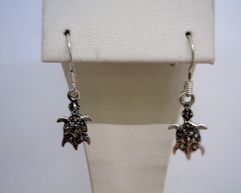 Sterling Silver Marcasite Turtle Earrings