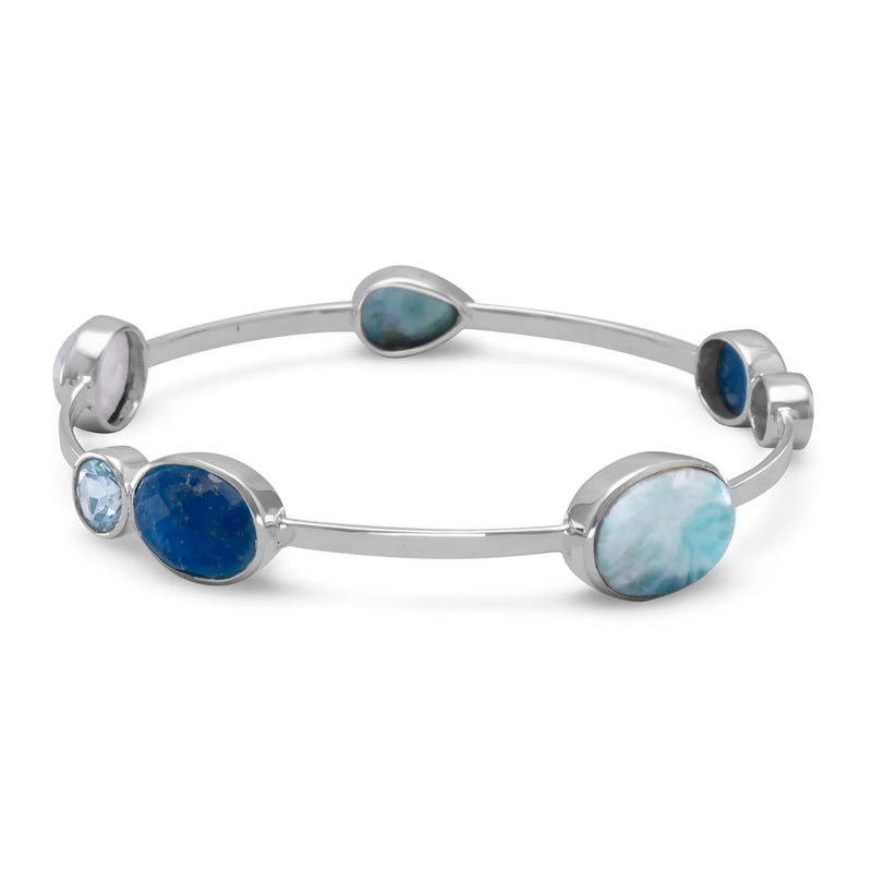 Sterling Silver Stackable Multi stone bangle