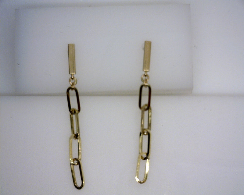 14K YG Paperclip Dangle Earrings