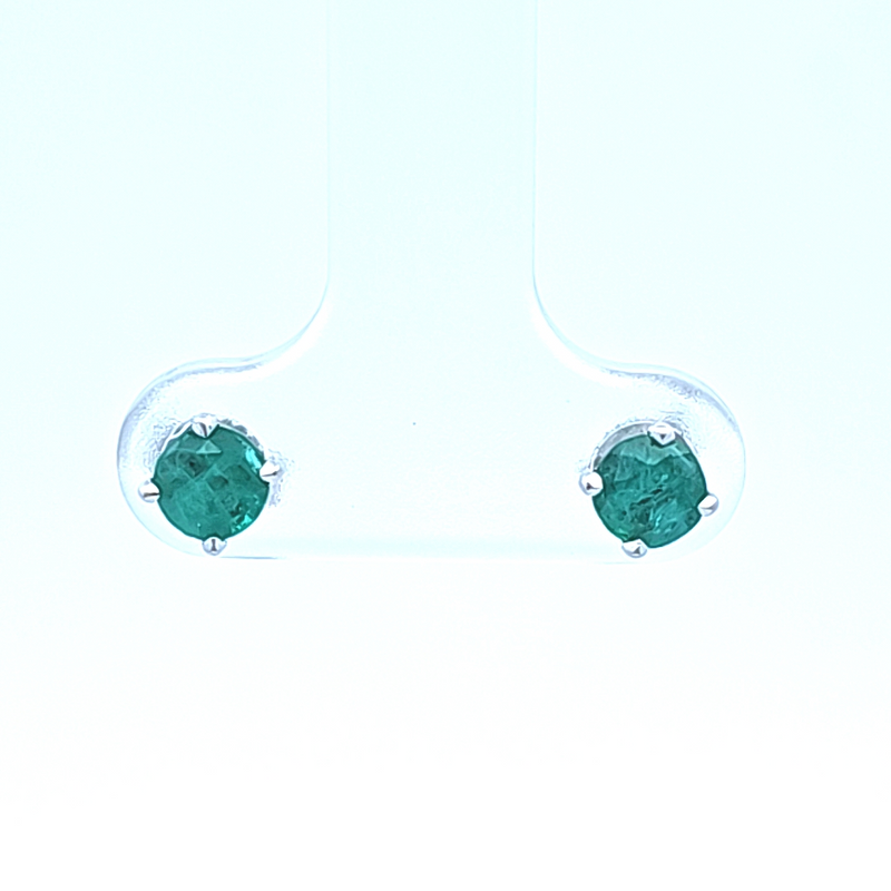 14K WG  Emerald Stud Earrings