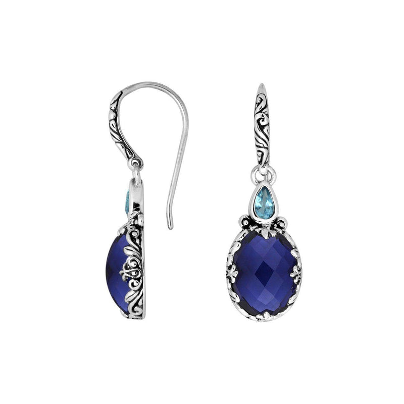Sterling Silver Sapphire & Blue Topaz Earrings