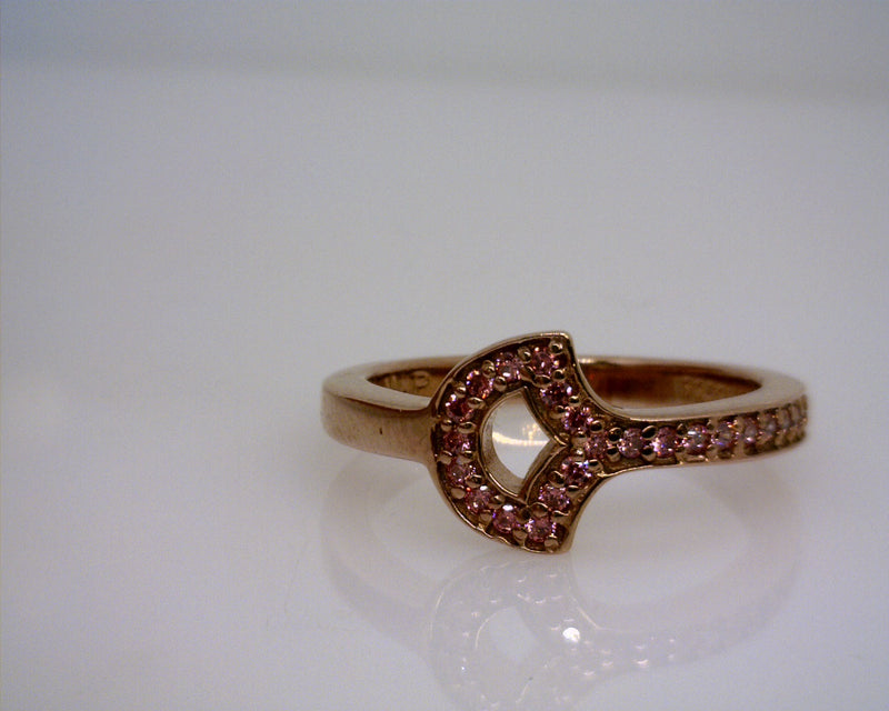 Sterling Silver Rose Gold Plated Pink Swarovski Crystal Ring Size 6