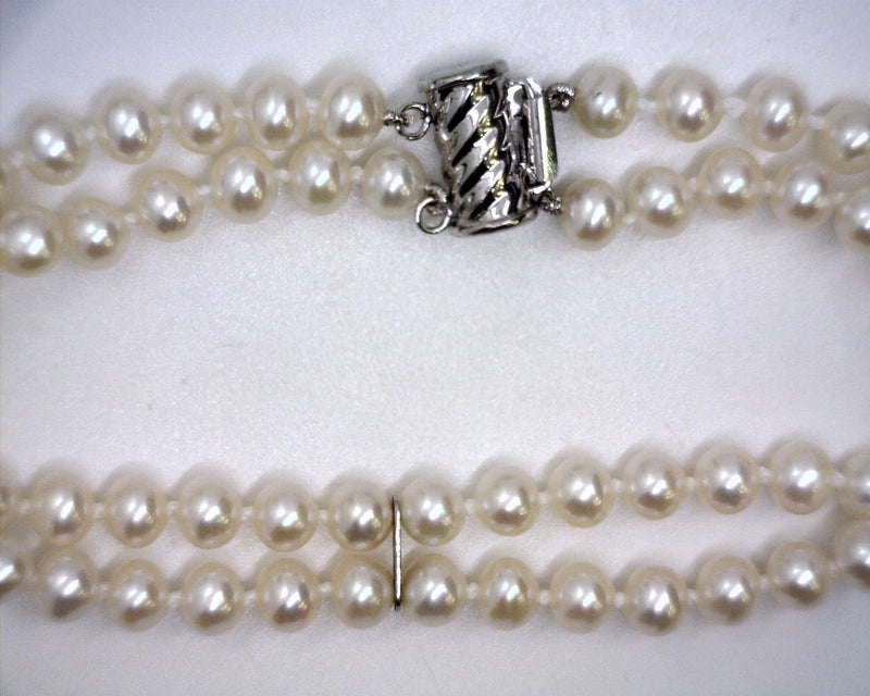 Sterling Silver 8" Double Strand Freshwater Pearl Bracelet