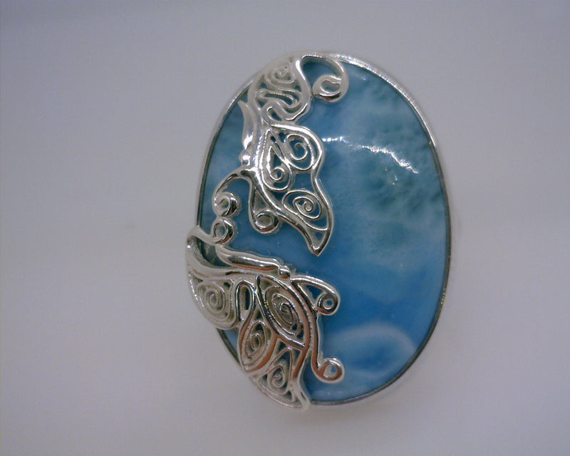 Sterling Silver Larimar Ring Size 6